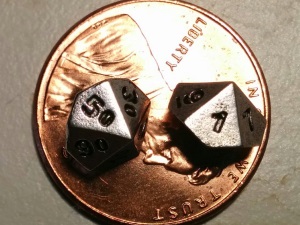 I love these wee dices. Maybe some day I can use them in an actual game.